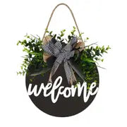 Round Wooden Welcome Sign for Front Door Decoration