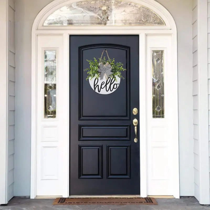 Round Wooden Welcome Sign for Front Door Decoration