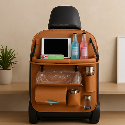 Leather Car Seat Organiser with Tray