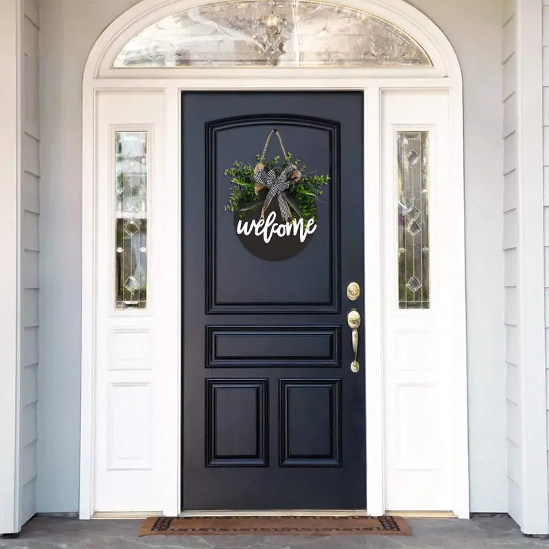 Round Wooden Welcome Sign for Front Door Decoration