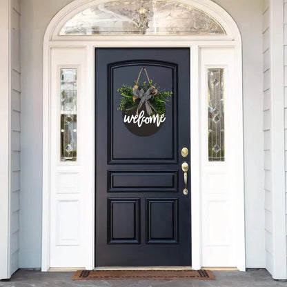 Round Wooden Welcome Sign for Front Door Decoration