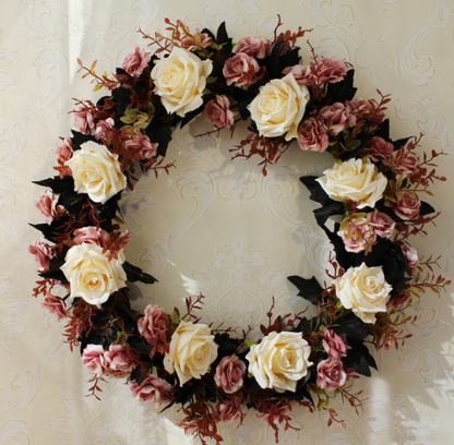 Silk Rose Wreath Wall Decor for Modern Home & Weddings