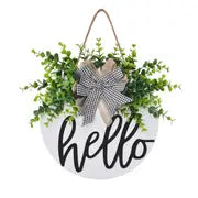 Round Wooden Welcome Sign for Front Door Decoration