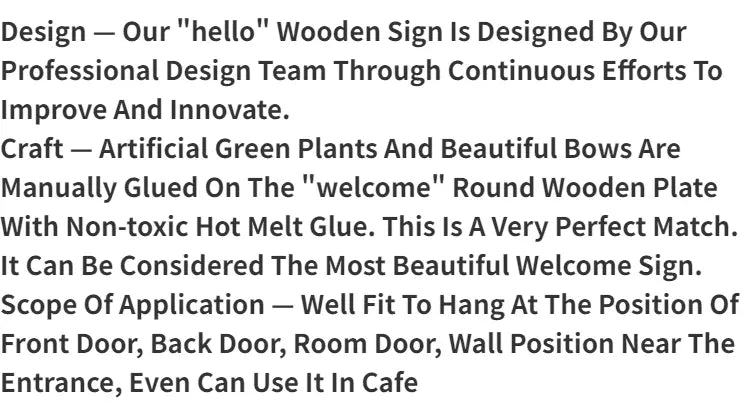 Round Wooden Welcome Sign for Front Door Decoration