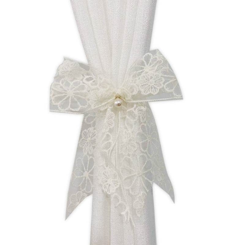 2023 New French Lace Curtain Tiebacks with Bow