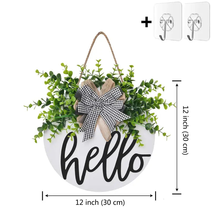 Round Wooden Welcome Sign for Front Door Decoration