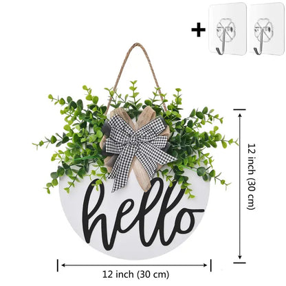 Round Wooden Welcome Sign for Front Door Decoration
