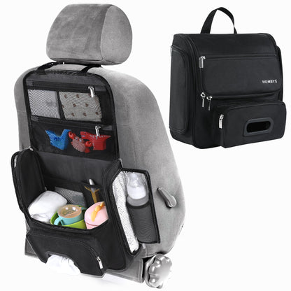 HOMBYS Portable Car Diaper Caddy Organizer Car Caddy with Lid for Baby StuffBaby Backseat Car OrganizerMultifunctional Car Back Seat Oganizer (Black)
