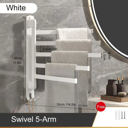 1pc Wall Mounted Swivel Towel Rack for Bathroom