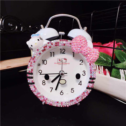 Cartoon Cat Diamond Alarm Clock with Silent Light